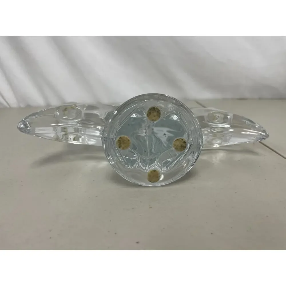 Vannes Crystal France Art Wings Centerpiece & Double Candlestick Holder Set of 3